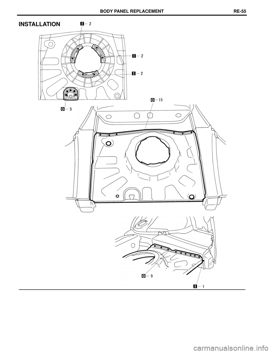 TOYOTA SUPRA 1997  Service Repair Manual INSTALLATION
BODY PANEL REPLACEMENTRE-55 