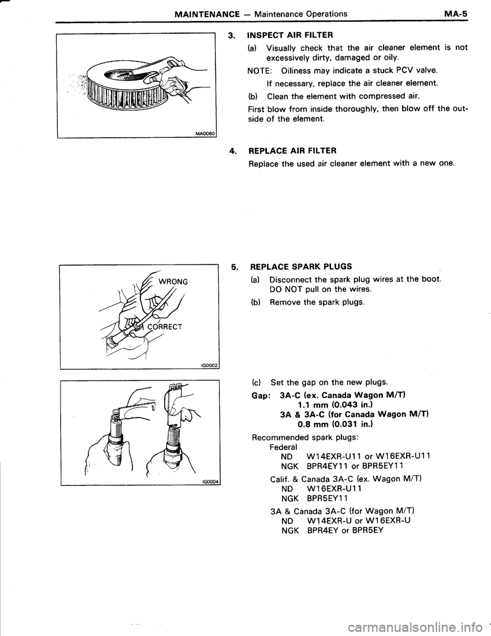 TOYOTA TERCEL 1985  Repair Manual 