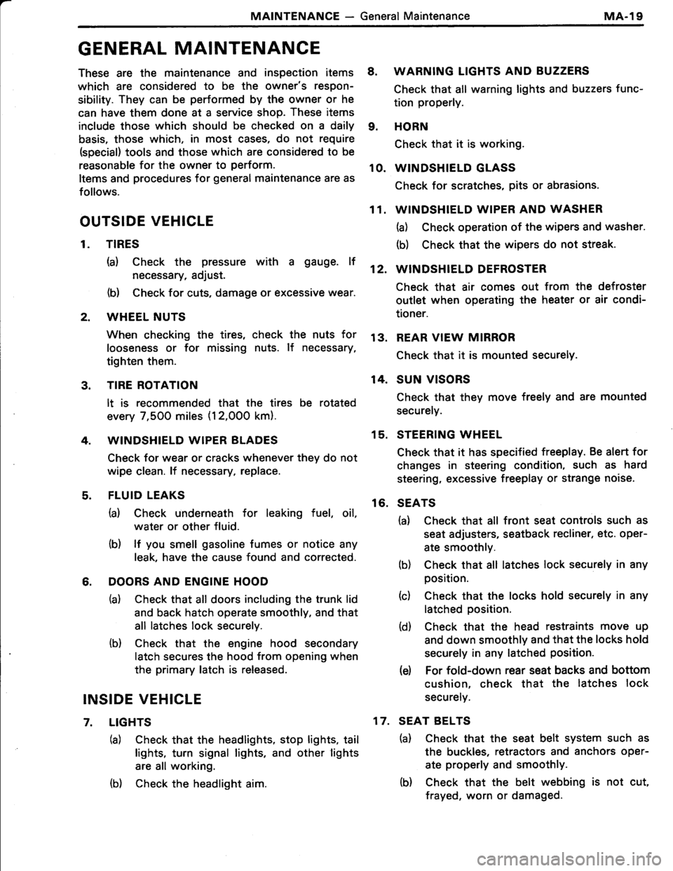 TOYOTA TERCEL 1985  Repair Manual 