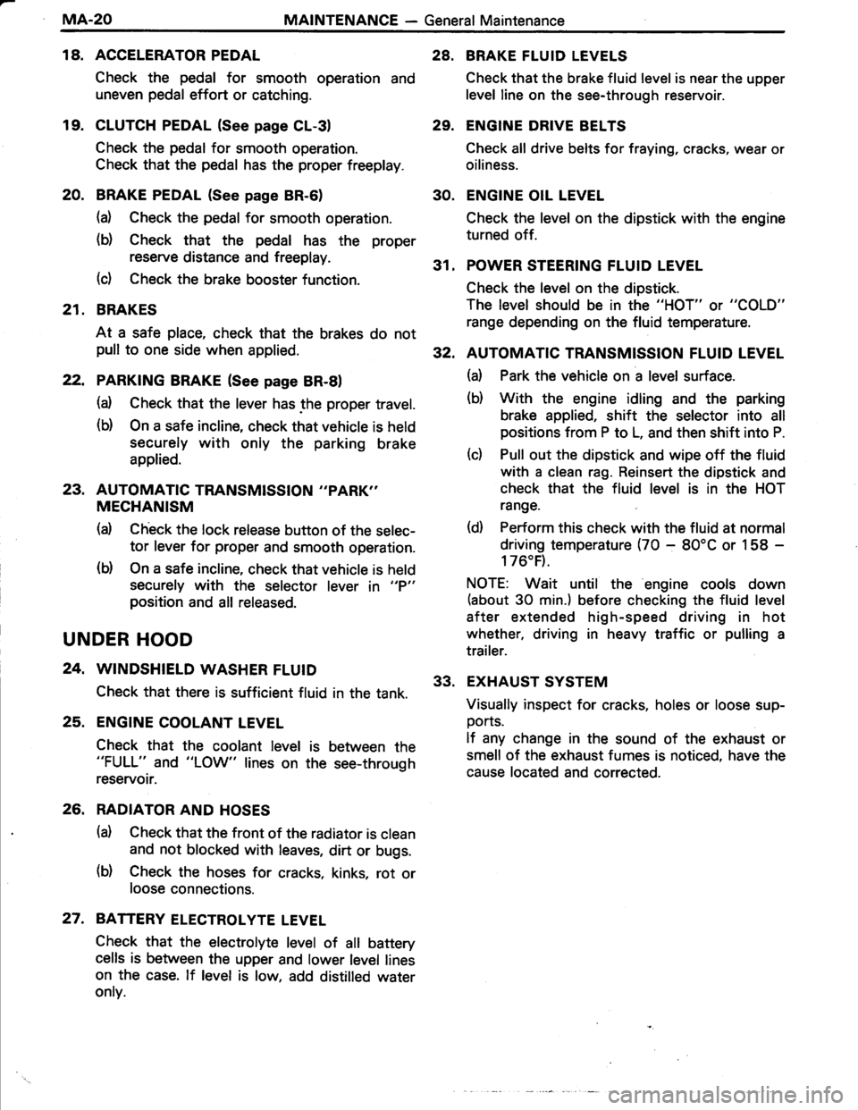 TOYOTA TERCEL 1985  Repair Manual 