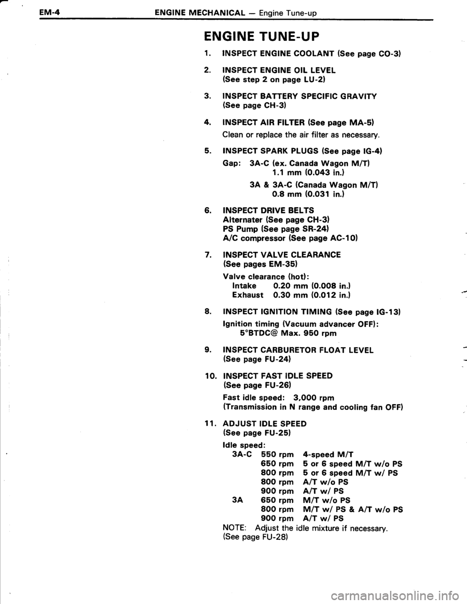 TOYOTA TERCEL 1985  Repair Manual 
