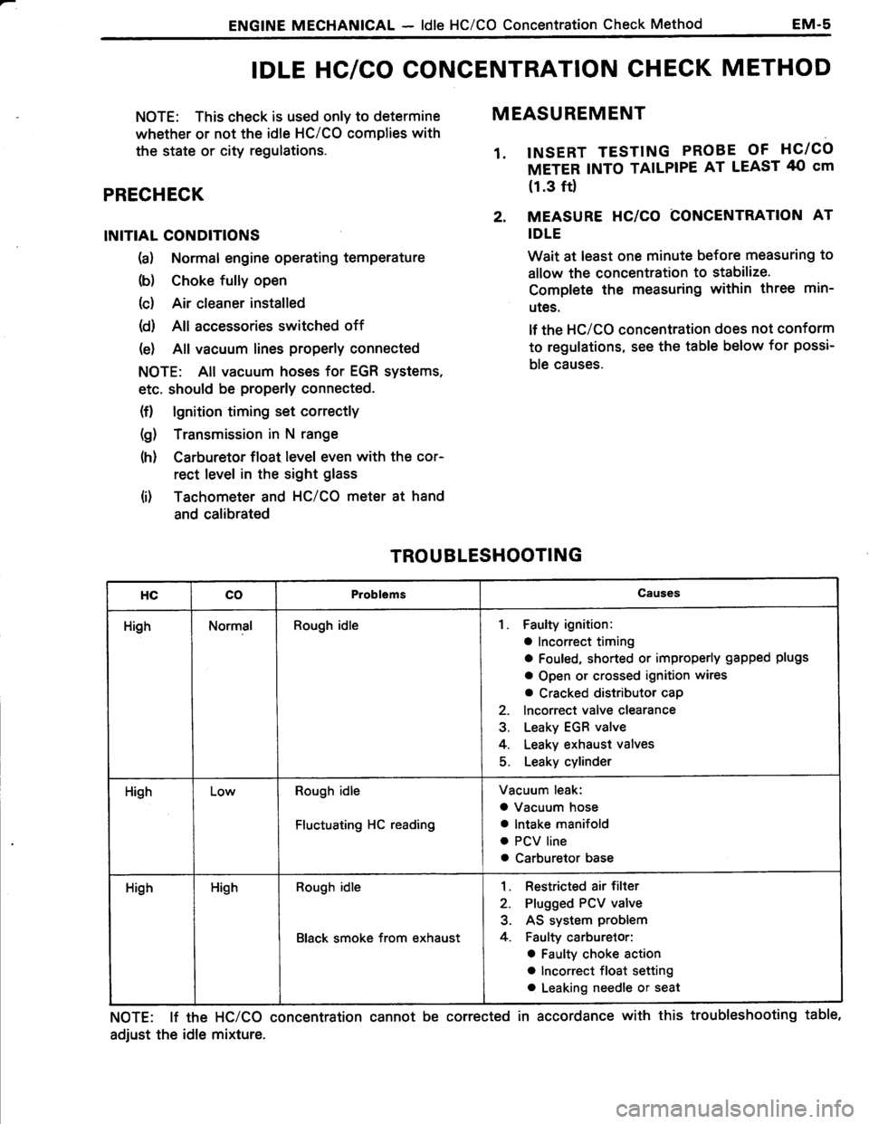 TOYOTA TERCEL 1985  Repair Manual 