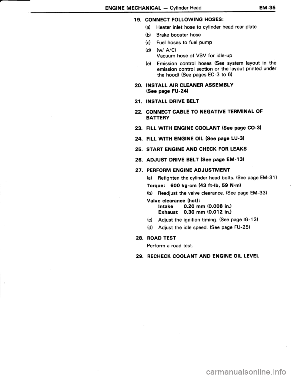 TOYOTA TERCEL 1985  Repair Manual 