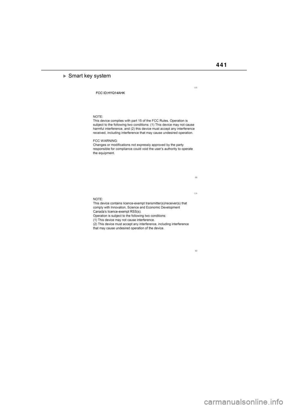 TOYOTA 86 2023  Owners Manual 441
Smart key system 