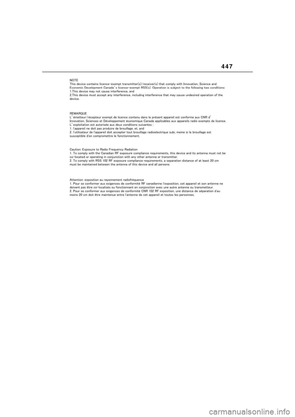 TOYOTA 86 2023  Owners Manual 447 