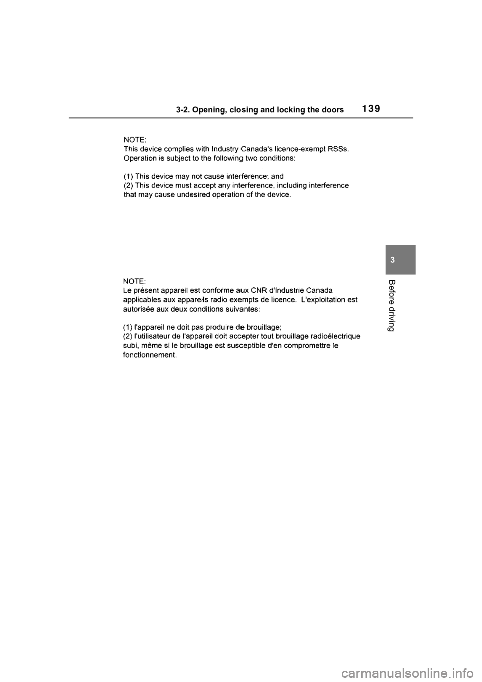 TOYOTA HIGHLANDER 2022  Owners Manual 1393-2. Opening, closing and locking the doors
3
Before driving 