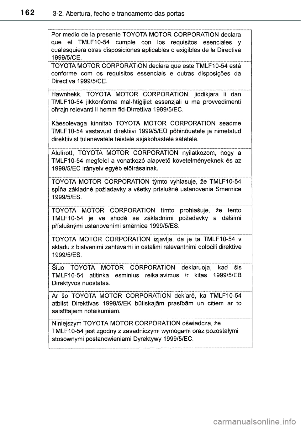 TOYOTA AURIS HYBRID 2016  Manual de utilização (in Portuguese) 1623-2. Abertura, fecho e trancamento das portas 