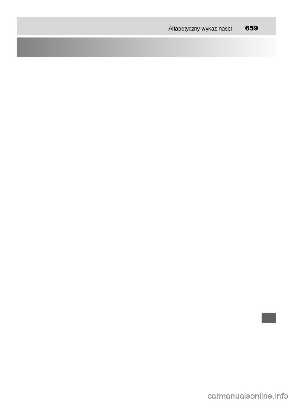 TOYOTA AURIS TOURING SPORTS 2016  Instrukcja obsługi (in Polish) Alfabetyczny wykaz hase∏659
10 IO Auris TS OM12K53E  4/26/16  11:28 AM  Page 659    (Black plate) 