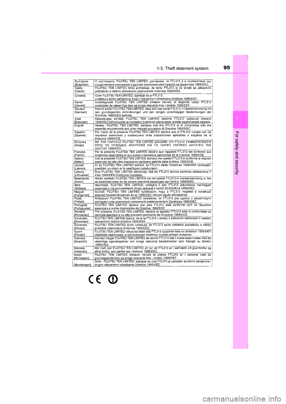 TOYOTA AVENSIS 2015  Owners Manual 951-3. Theft deterrent system
1
AVENSIS_OM_OM20C20E_(EE)
For safety and security
AVENSIS_OM_OM20C20E_(EE).book  Page 95  Thursday, January 29, 2015  1:47 PM 