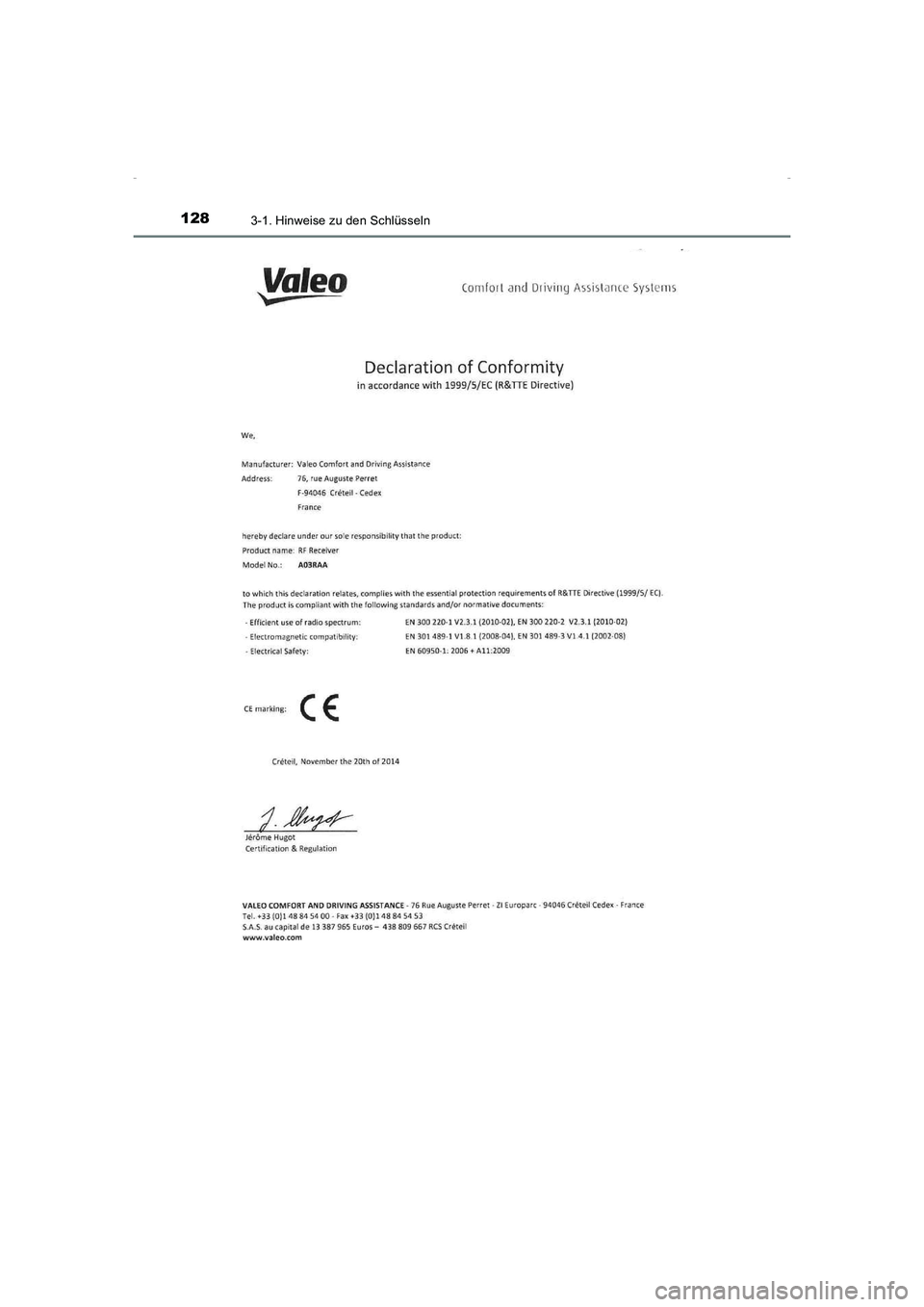 TOYOTA AVENSIS 2015  Betriebsanleitungen (in German) 1283-1. Hinweise zu den Schlüsseln
AVENSIS_OM_OM20C22M_(EM)
AVENSIS_OM_OM20C22M_(EM).book  Page 128  Friday, February 6, 2015  8:11 PM 