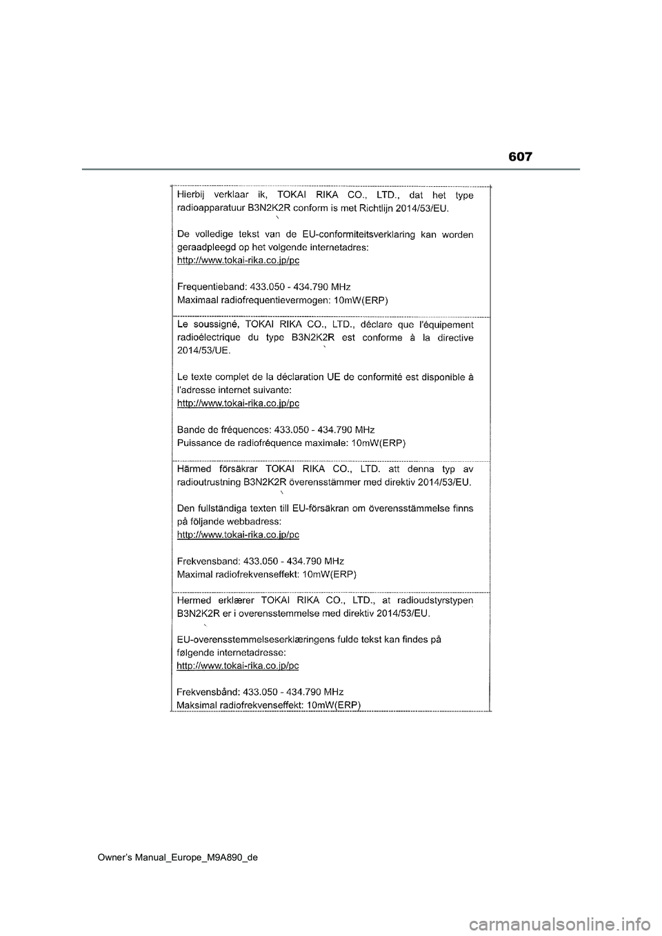 TOYOTA BZ4X 2023  Betriebsanleitungen (in German) 607
Owner’s Manual_Europe_M9A890_de 