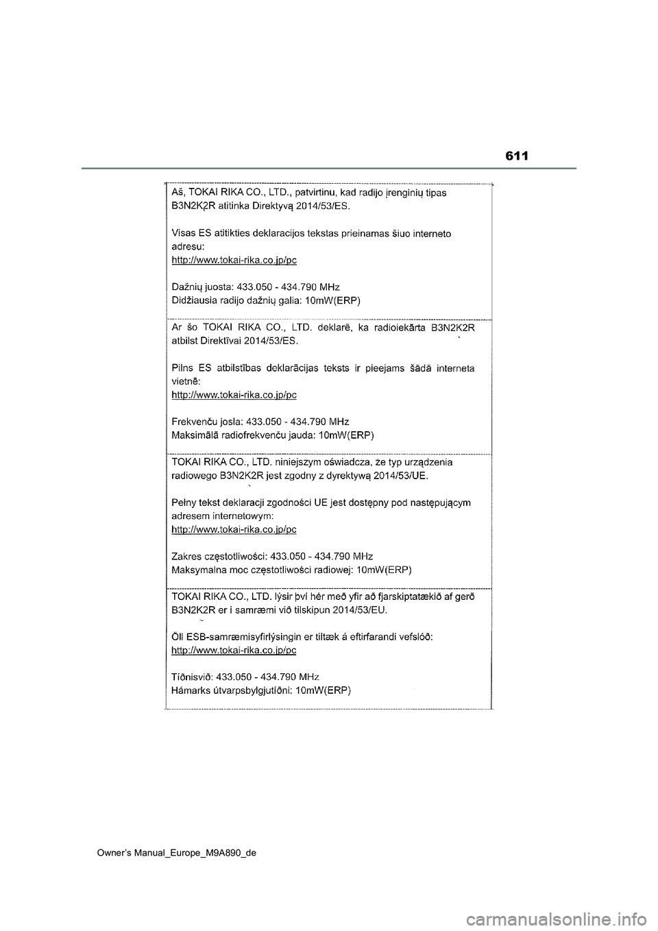 TOYOTA BZ4X 2023  Betriebsanleitungen (in German) 611
Owner’s Manual_Europe_M9A890_de 