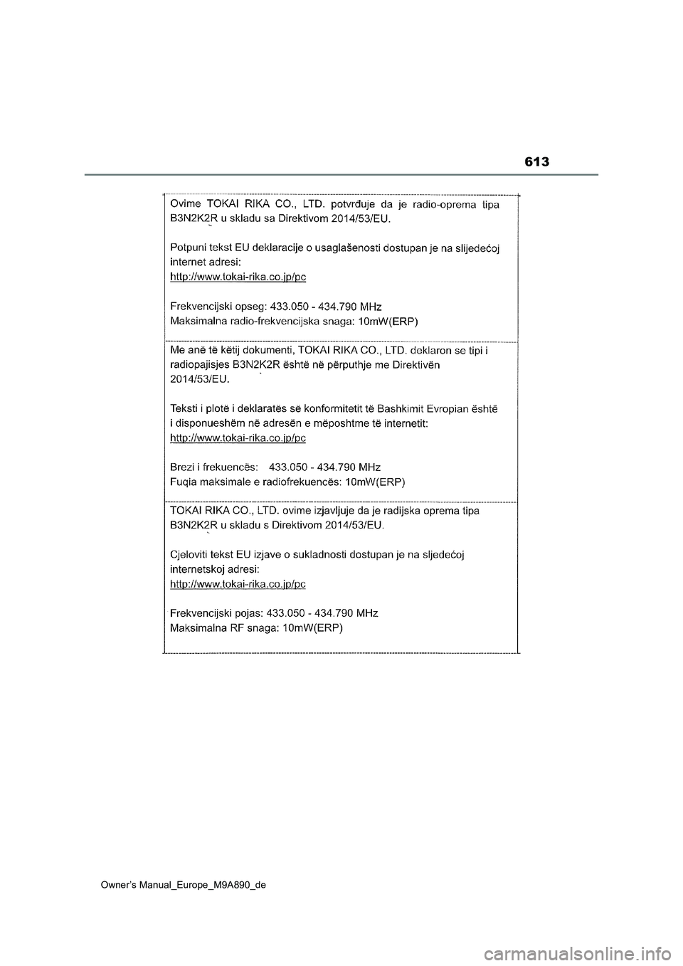 TOYOTA BZ4X 2023  Betriebsanleitungen (in German) 613
Owner’s Manual_Europe_M9A890_de 