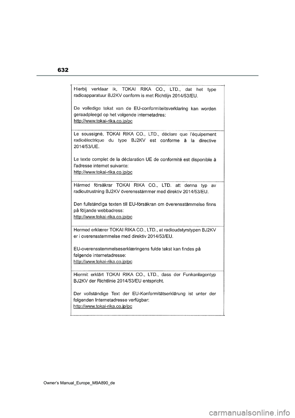 TOYOTA BZ4X 2023  Betriebsanleitungen (in German) 632
Owner’s Manual_Europe_M9A890_de 
