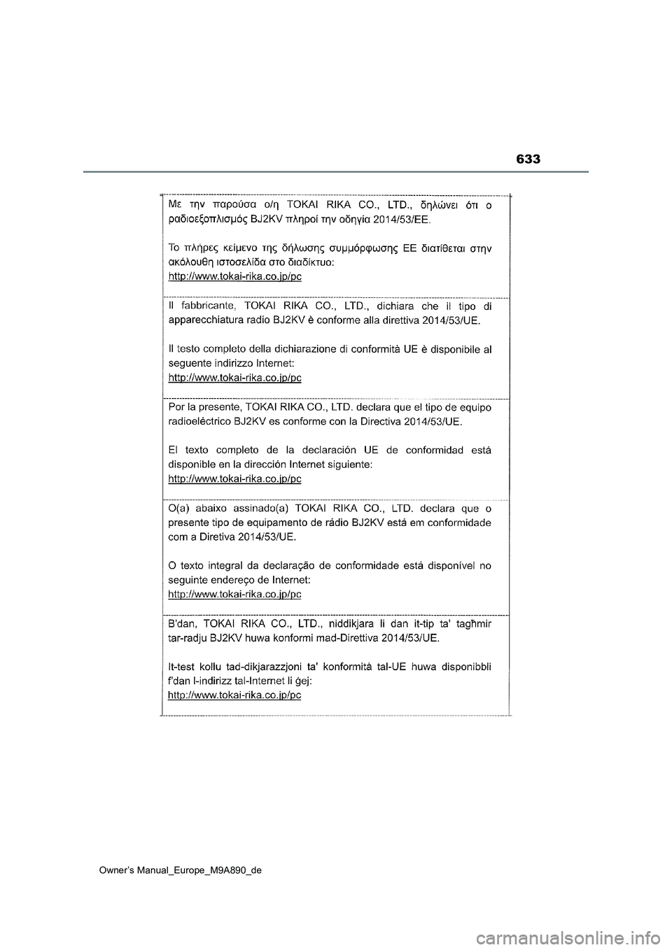 TOYOTA BZ4X 2023  Betriebsanleitungen (in German) 633
Owner’s Manual_Europe_M9A890_de 