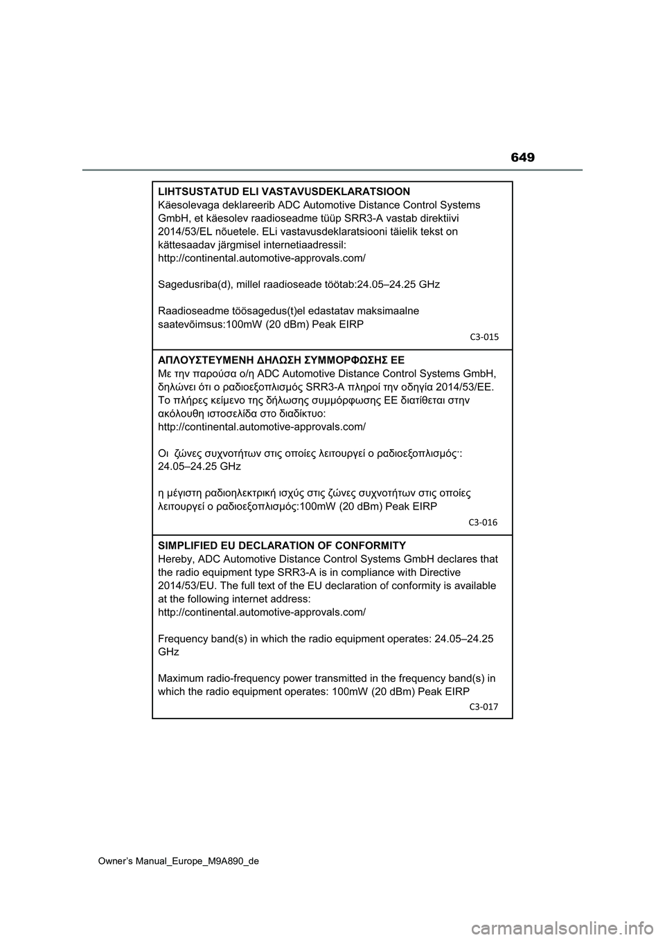 TOYOTA BZ4X 2023  Betriebsanleitungen (in German) 649
Owner’s Manual_Europe_M9A890_de 