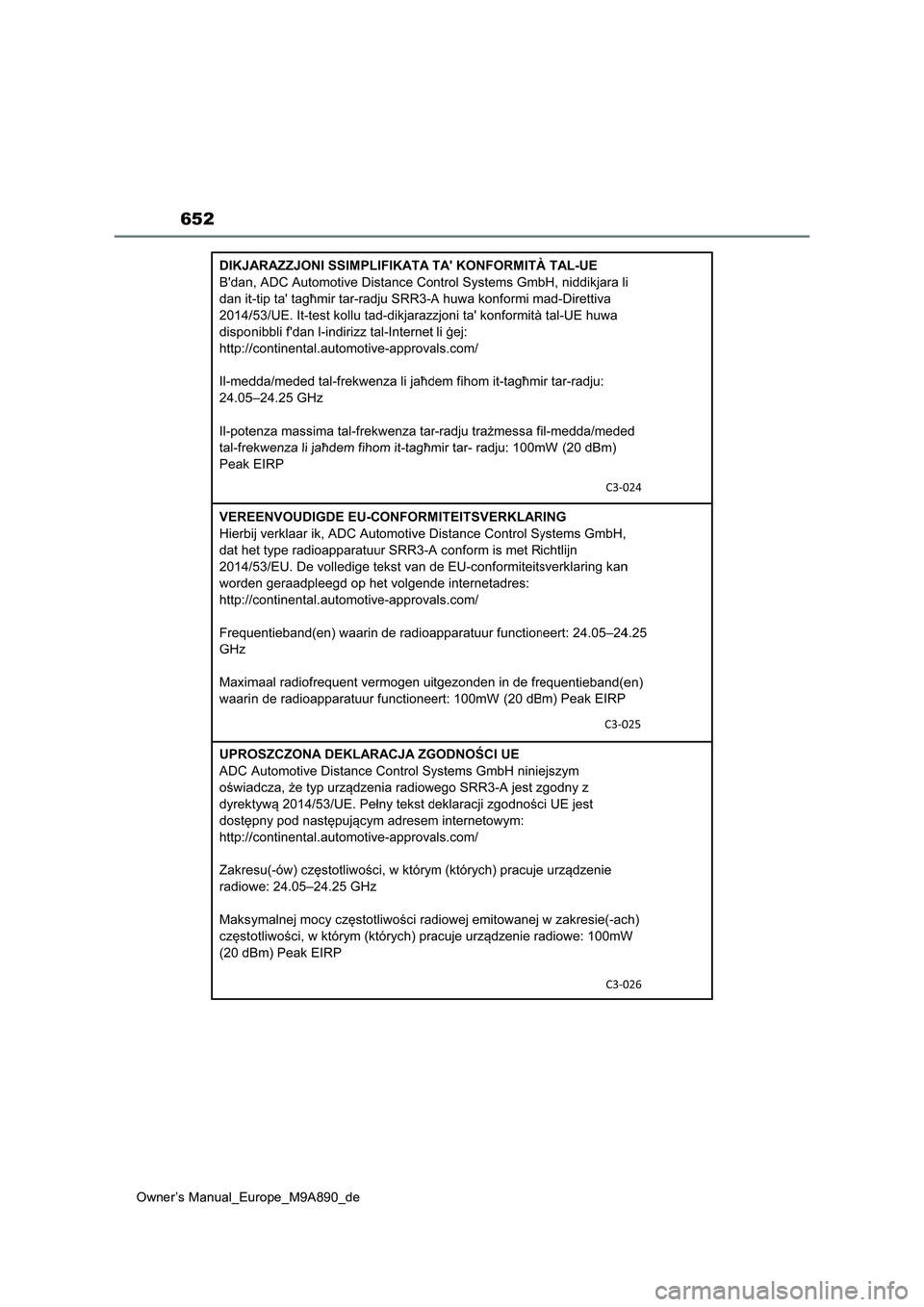 TOYOTA BZ4X 2023  Betriebsanleitungen (in German) 652
Owner’s Manual_Europe_M9A890_de 