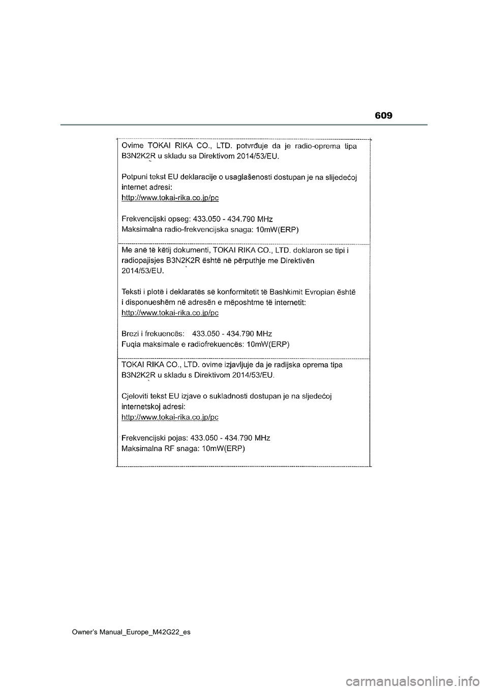 TOYOTA BZ4X 2023  Manual del propietario (in Spanish) 609
Owner’s Manual_Europe_M42G22_es 