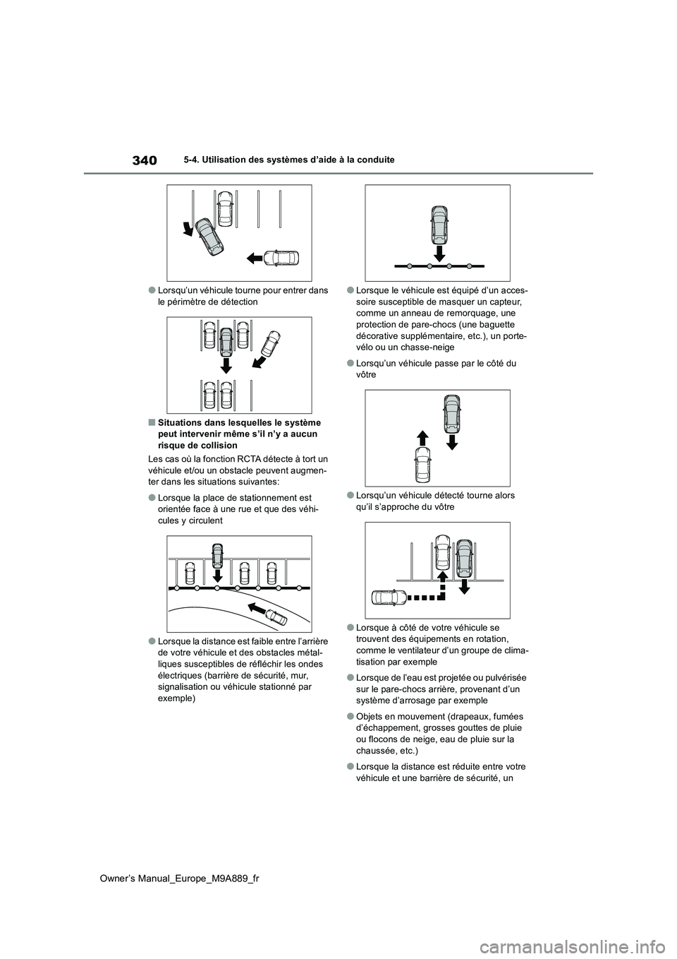 TOYOTA BZ4X 2023  Manuel du propriétaire (in French) 340
Owner’s Manual_Europe_M9A889_fr
5-4. Utilisation des systèmes d’aide à la conduite
●Lorsqu’un véhicule tourne pour entrer dans  le périmètre de détection
■Situations dans lesquelle