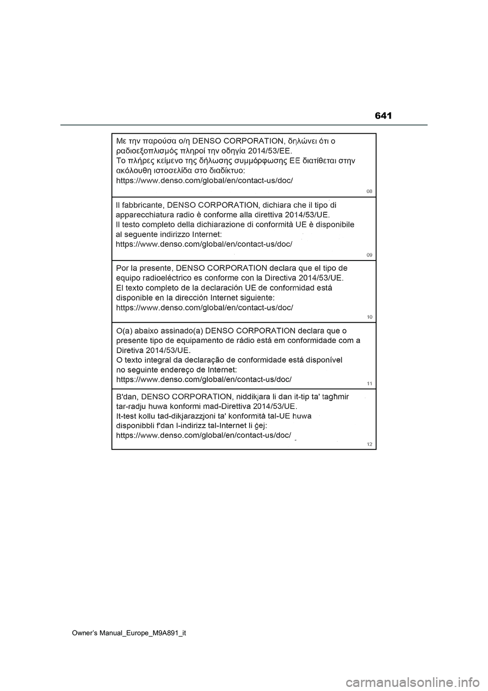 TOYOTA BZ4X 2023  Manuale duso (in Italian) 641
Owner’s Manual_Europe_M9A891_it 