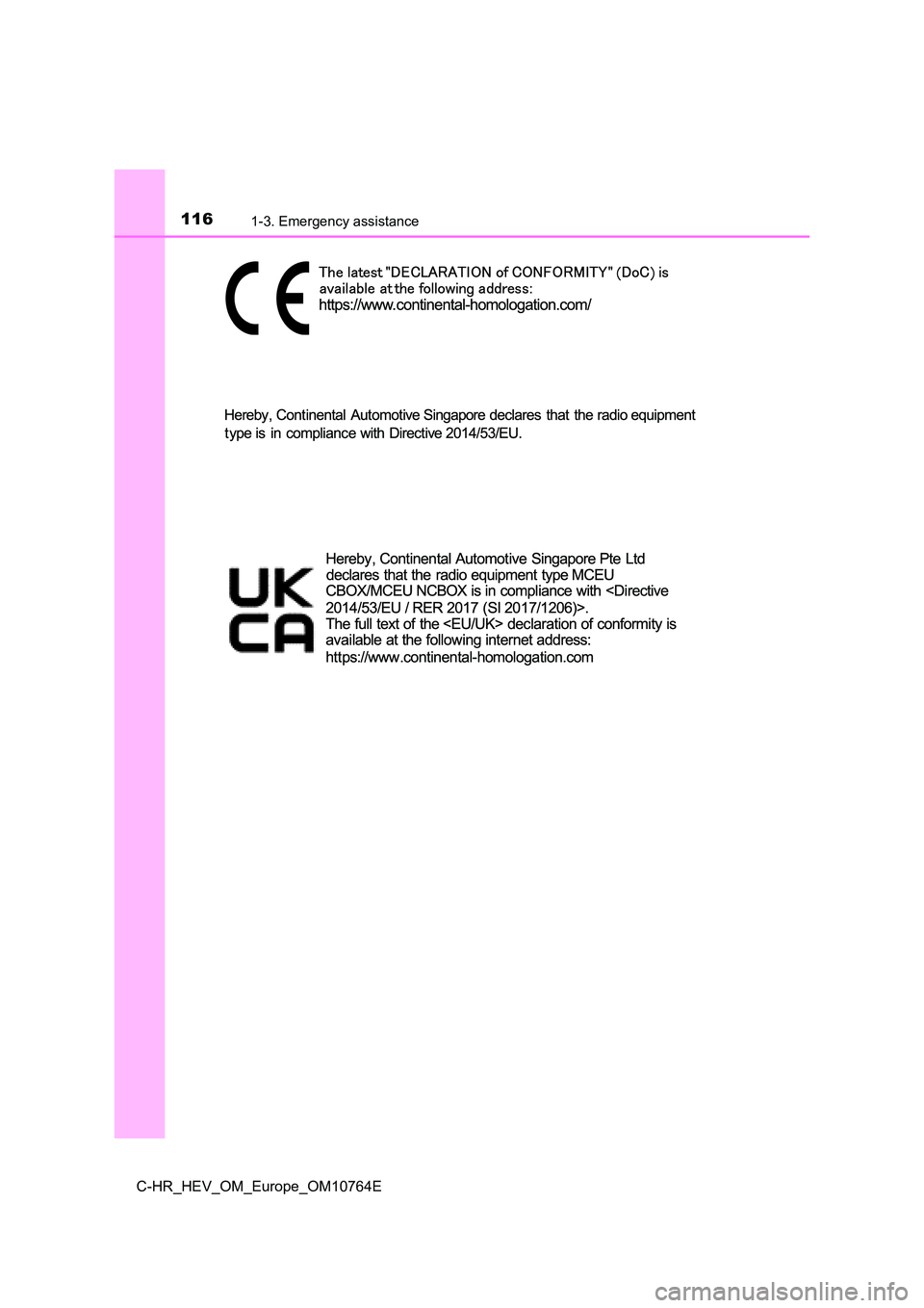 TOYOTA C-HR 2023  Owners Manual 1161-3. Emergency assistance
C-HR_HEV_OM_Europe_OM10764E 