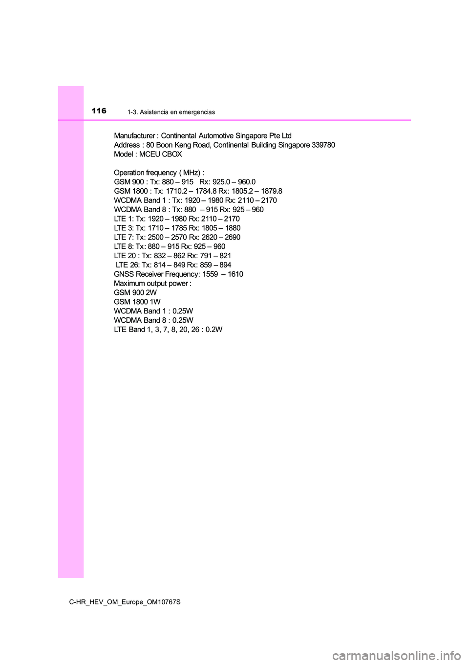 TOYOTA C-HR 2023  Manual del propietario (in Spanish) 1161-3. Asistencia en emergencias
C-HR_HEV_OM_Europe_OM10767S 