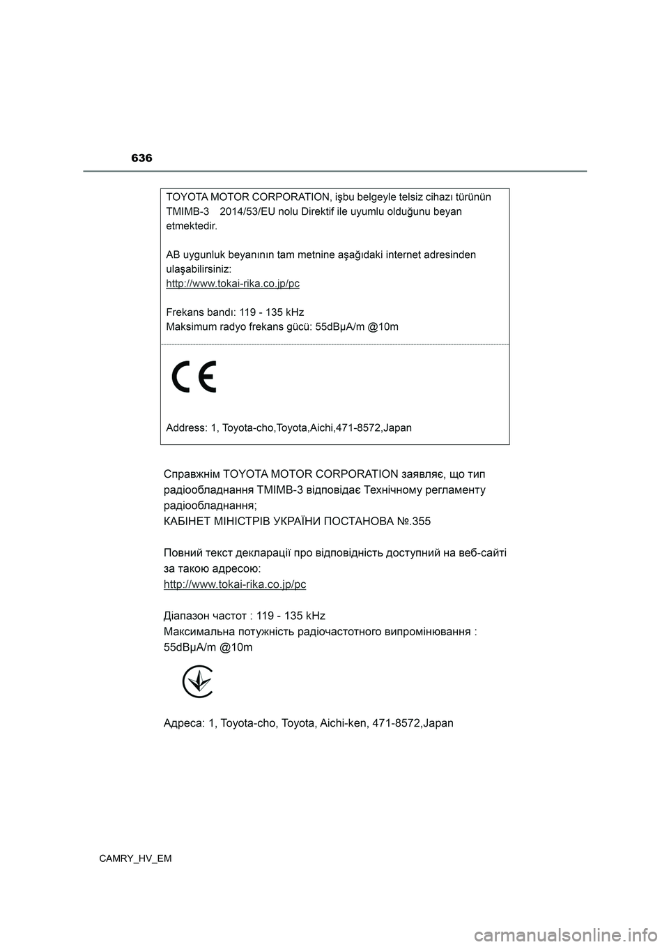TOYOTA CAMRY 2023  Betriebsanleitungen (in German) 636
CAMRY_HV_EM 