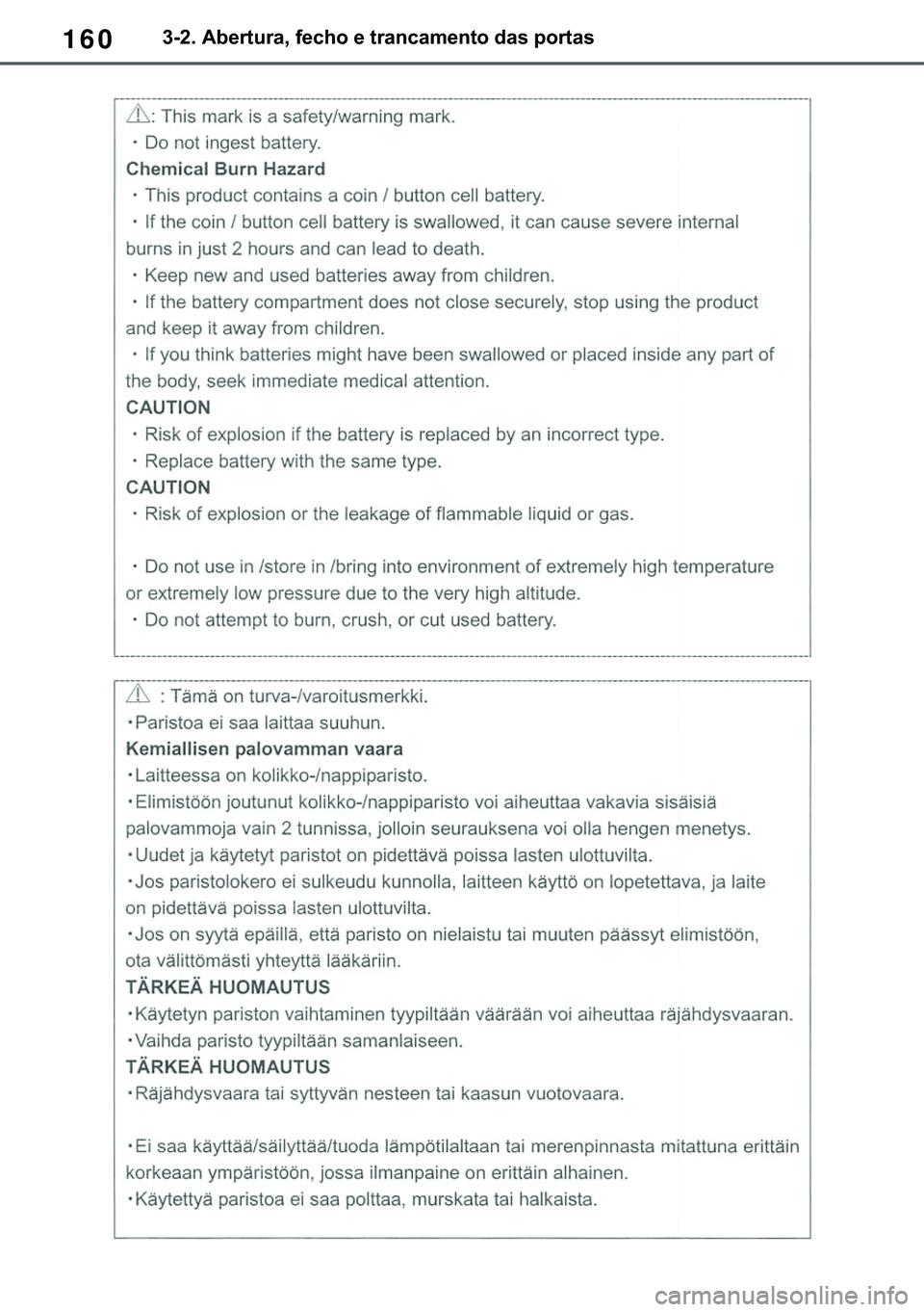 TOYOTA COROLLA 2021  Manual de utilização (in Portuguese) 160
�&�2�5�2�/�/�$ �+�9 �7�0�0�7 �(�(
������$�E�H�U�W�X�U�D���I�H�F�K�R��H��W�U�D�Q�F�D�P�H�Q�W�R��G�D�V��S�R�U�W�D�V
�������3������D������I�P���3�D�J�H�������:�H�G�