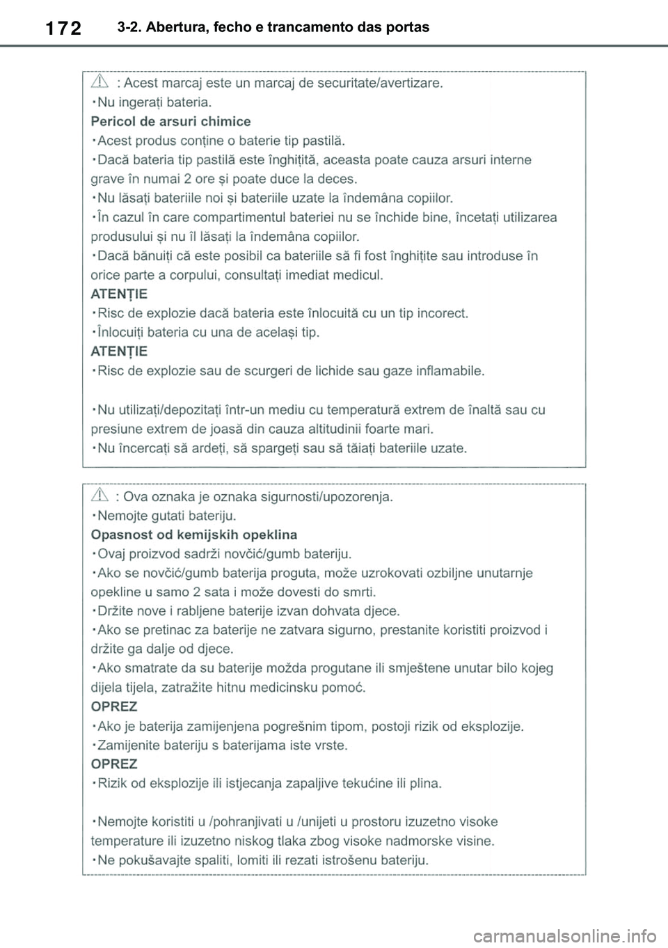 TOYOTA COROLLA 2021  Manual de utilização (in Portuguese) 172
�&�2�5�2�/�/�$ �+�9 �7�0�0�7 �(�(
������$�E�H�U�W�X�U�D���I�H�F�K�R��H��W�U�D�Q�F�D�P�H�Q�W�R��G�D�V��S�R�U�W�D�V
�������3������D������I�P���3�D�J�H�������:�H�G�