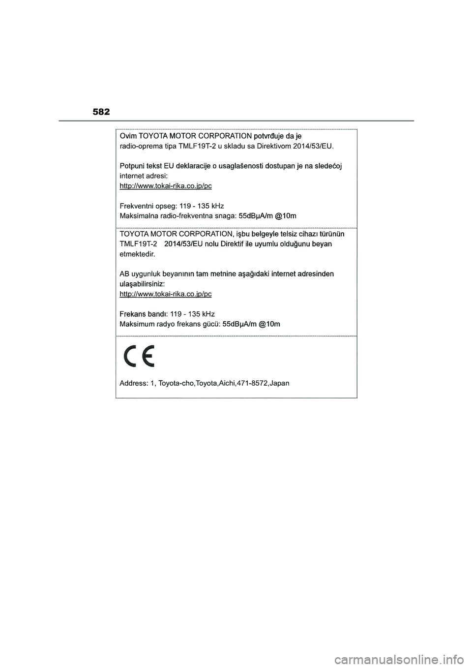 TOYOTA COROLLA CROSS 2023  Betriebsanleitungen (in German) 582 