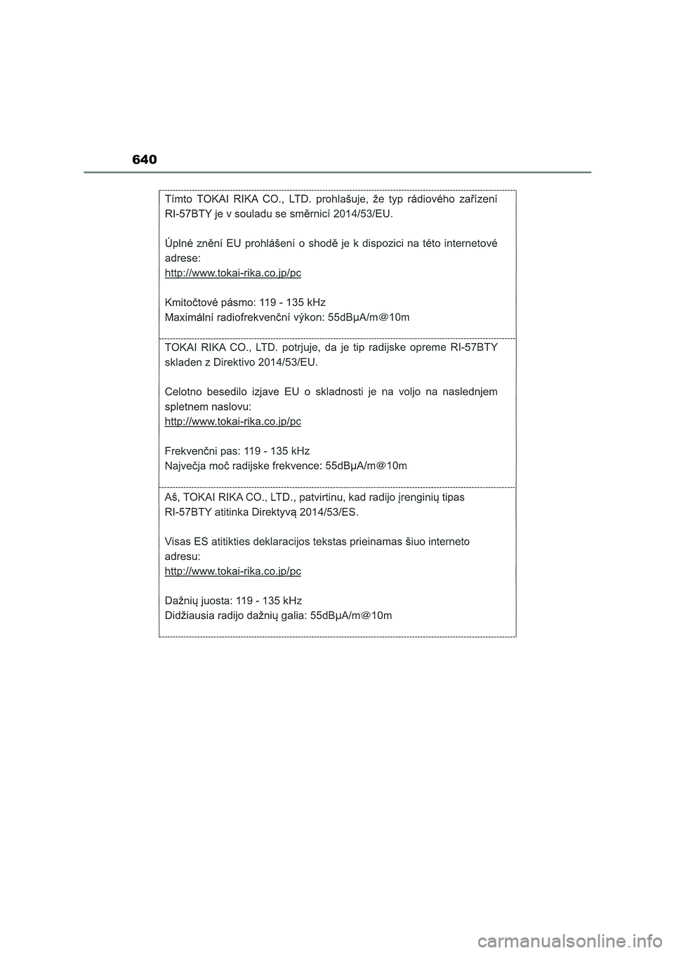 TOYOTA COROLLA HATCHBACK 2023  Manual del propietario (in Spanish) 640 