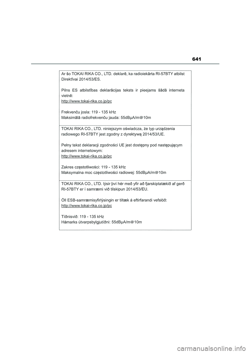 TOYOTA COROLLA HATCHBACK 2023  Manual del propietario (in Spanish) 641 