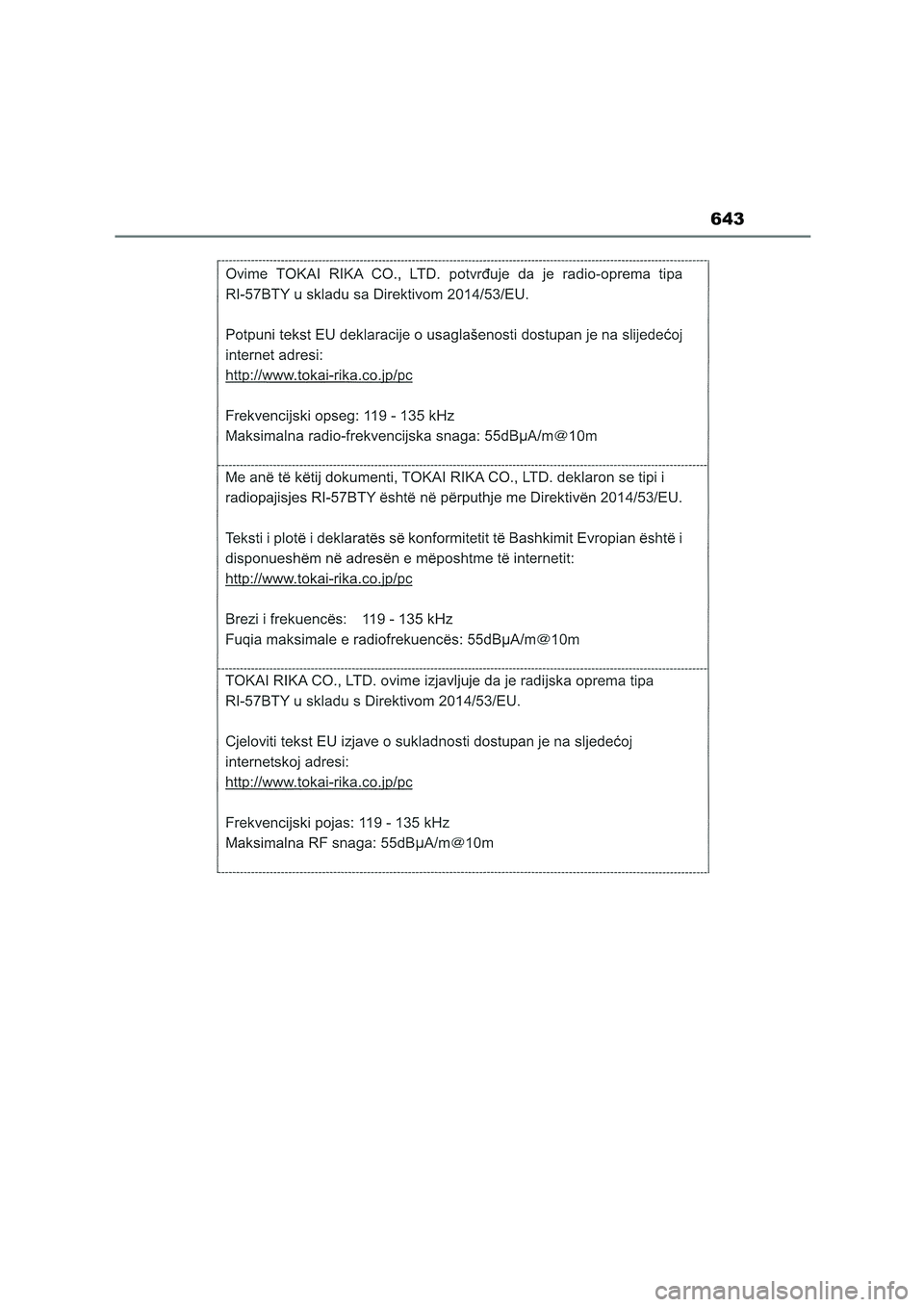TOYOTA COROLLA HATCHBACK 2023  Manual del propietario (in Spanish) 643 