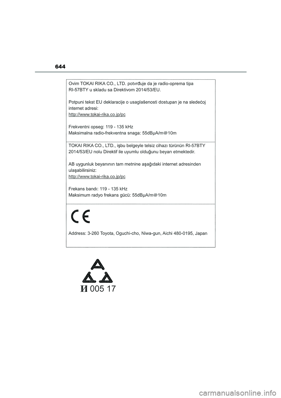 TOYOTA COROLLA HATCHBACK 2023  Manual del propietario (in Spanish) 644 