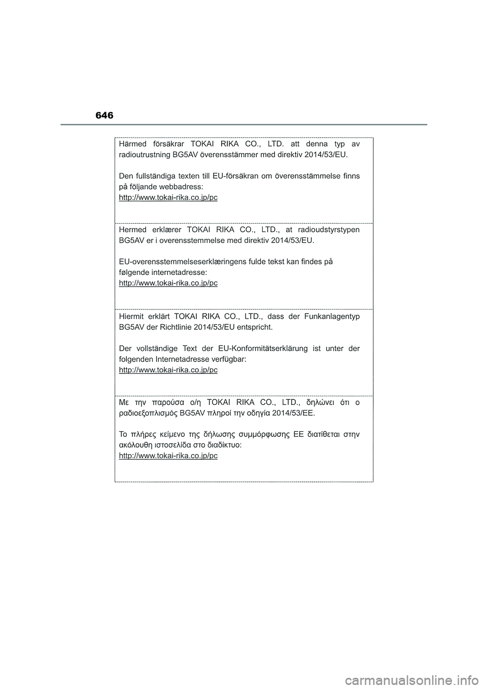 TOYOTA COROLLA HATCHBACK 2023  Manual del propietario (in Spanish) 646 