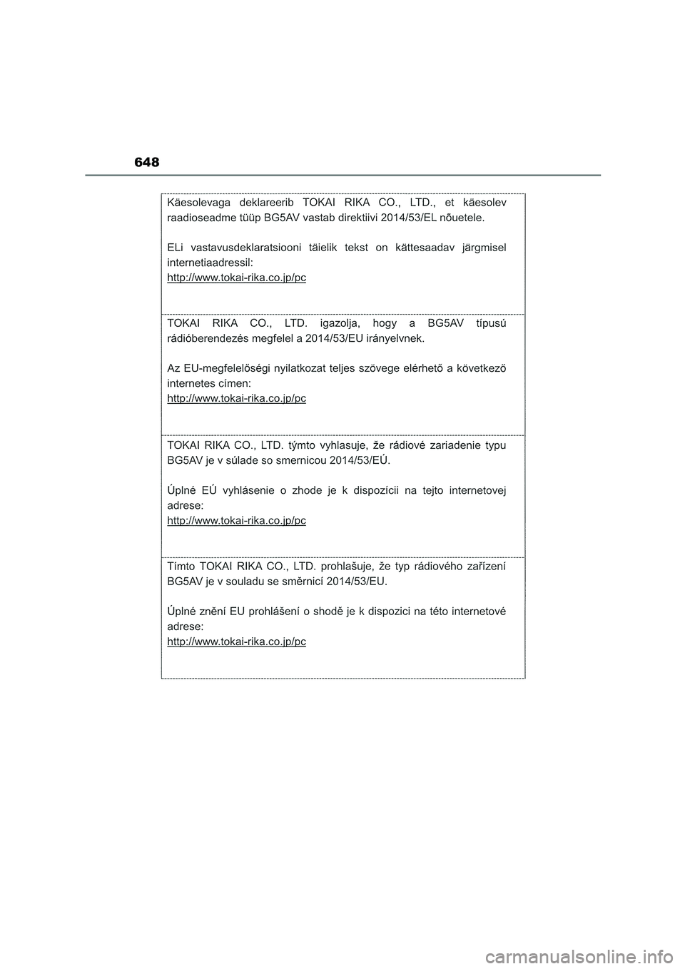 TOYOTA COROLLA HATCHBACK 2023  Manual del propietario (in Spanish) 648 