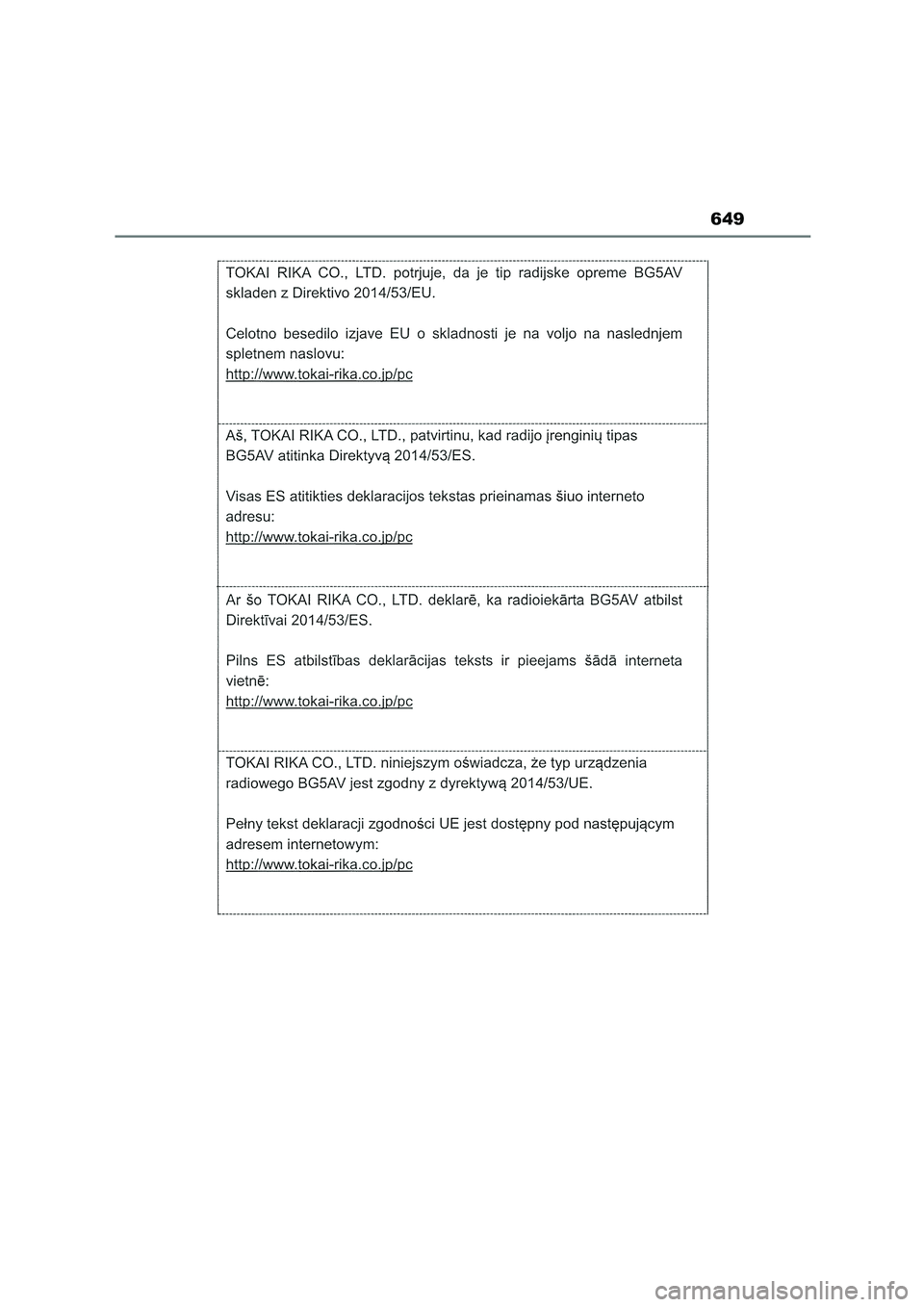 TOYOTA COROLLA HATCHBACK 2023  Manual del propietario (in Spanish) 649 