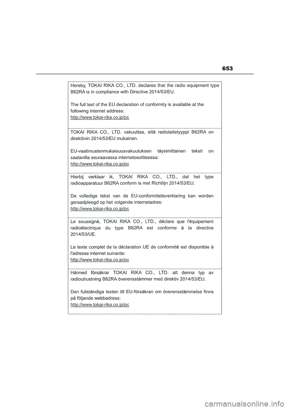 TOYOTA COROLLA HATCHBACK 2023  Manual del propietario (in Spanish) 653 