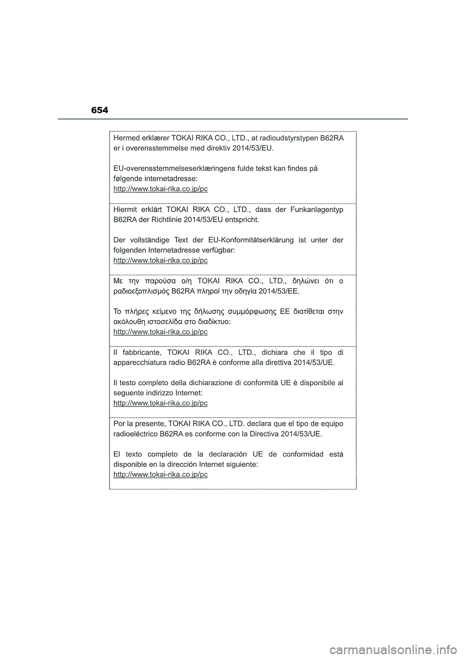 TOYOTA COROLLA HATCHBACK 2023  Manual del propietario (in Spanish) 654 