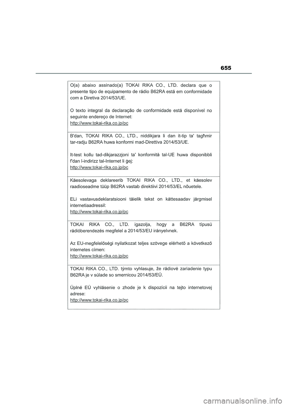 TOYOTA COROLLA HATCHBACK 2023  Manual del propietario (in Spanish) 655 