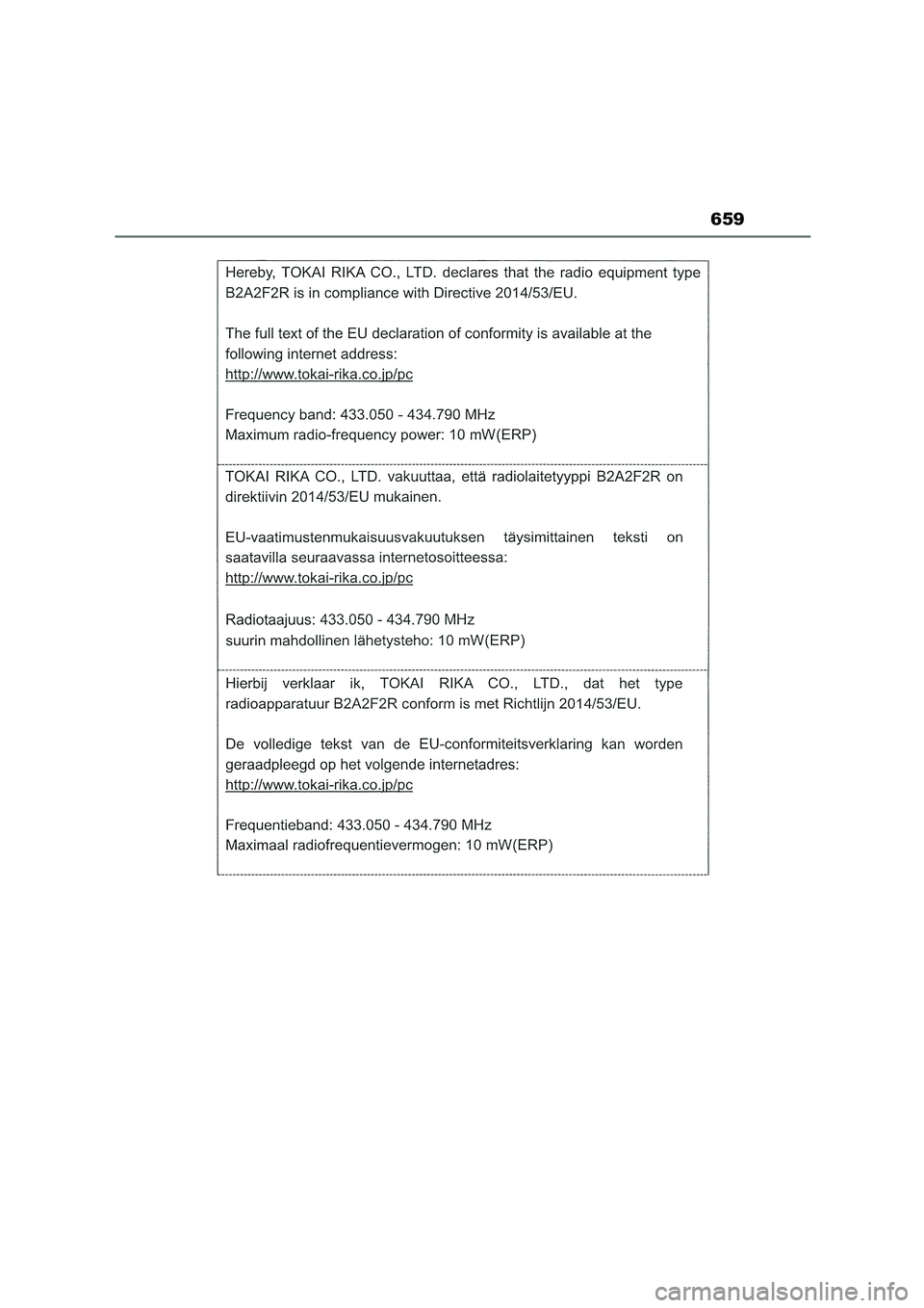 TOYOTA COROLLA HATCHBACK 2023  Manual del propietario (in Spanish) 659 