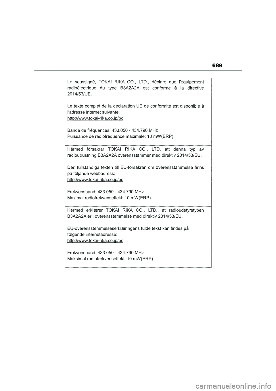 TOYOTA COROLLA HATCHBACK 2023  Manual del propietario (in Spanish) 689 