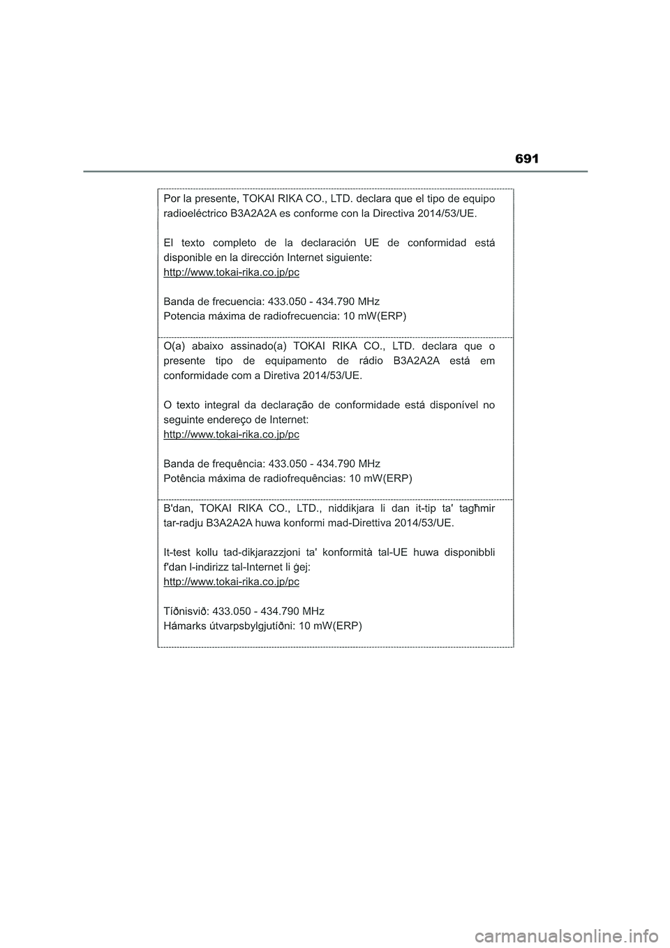 TOYOTA COROLLA HATCHBACK 2023  Manual del propietario (in Spanish) 691 
