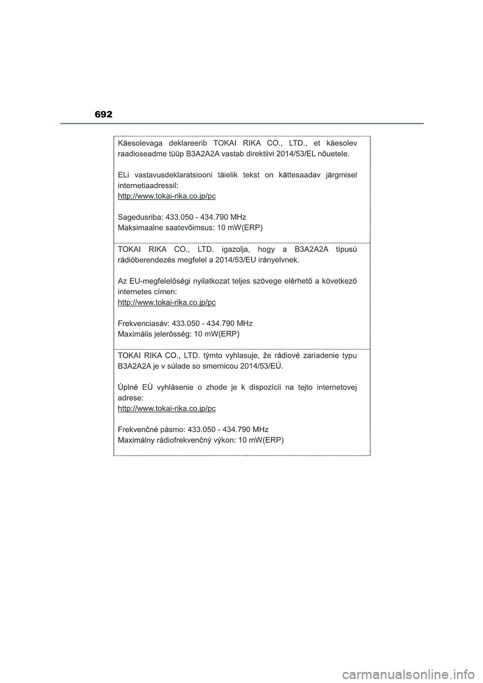 TOYOTA COROLLA HATCHBACK 2023  Manual del propietario (in Spanish) 692 