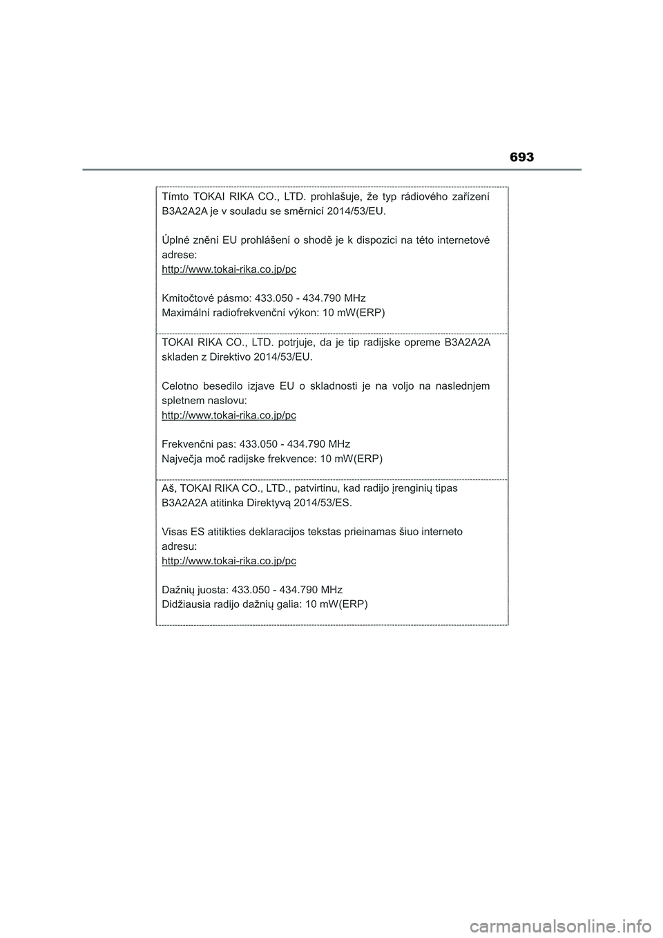 TOYOTA COROLLA HATCHBACK 2023  Manual del propietario (in Spanish) 693 