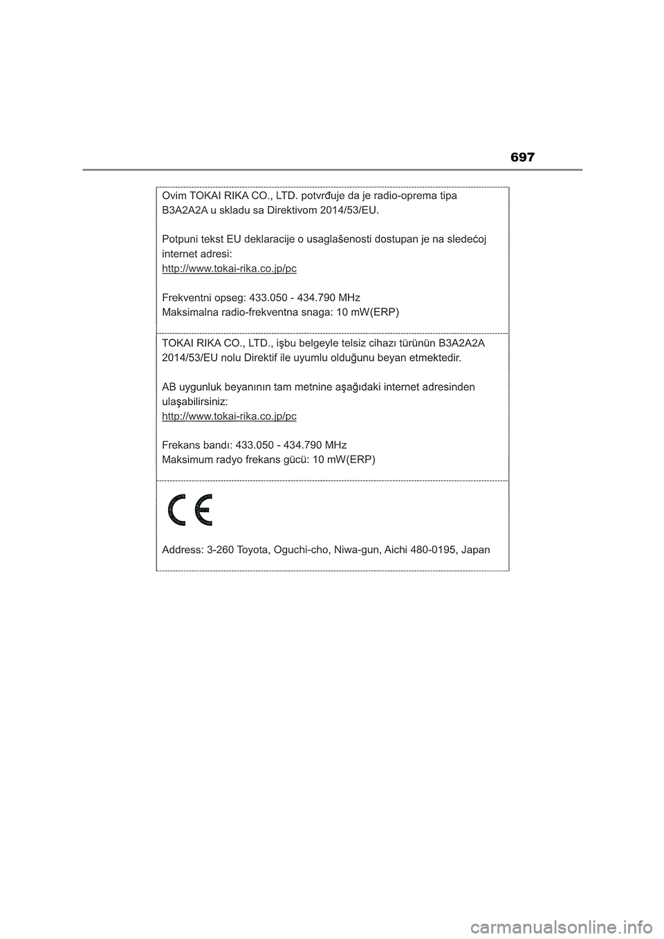 TOYOTA COROLLA HATCHBACK 2023  Manual del propietario (in Spanish) 697 