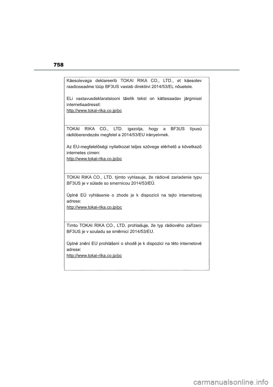 TOYOTA COROLLA HATCHBACK 2023  Manual del propietario (in Spanish) 758 