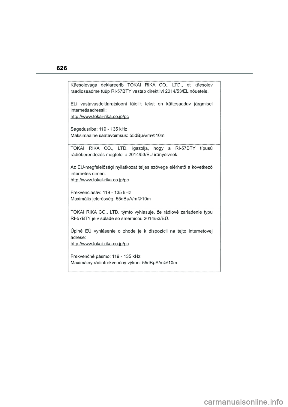 TOYOTA COROLLA HATCHBACK 2023  Manuale duso (in Italian) 626 