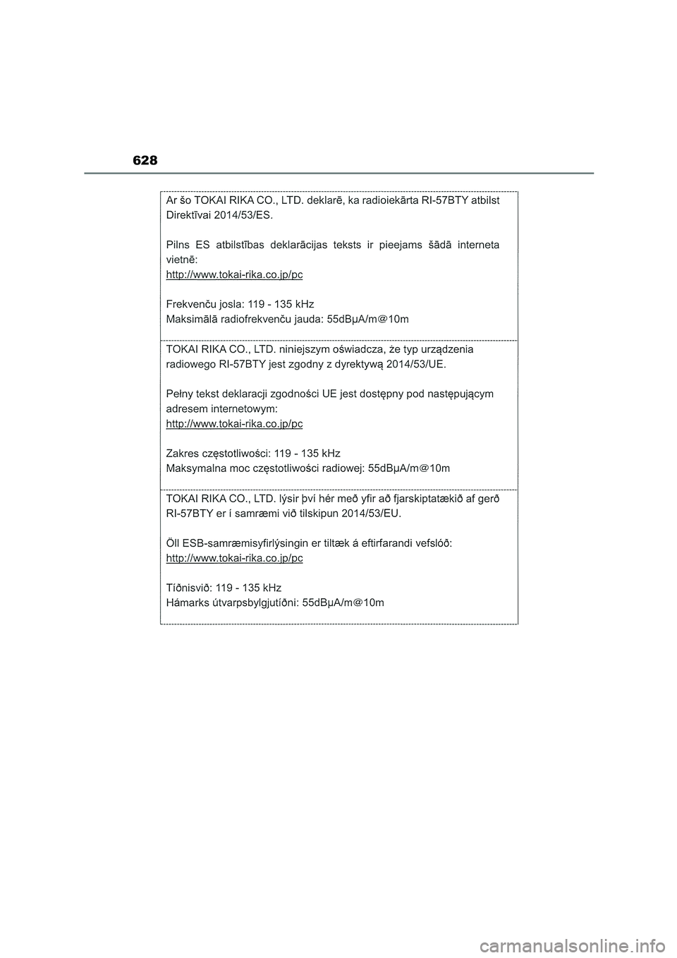 TOYOTA COROLLA HATCHBACK 2023  Manuale duso (in Italian) 628 