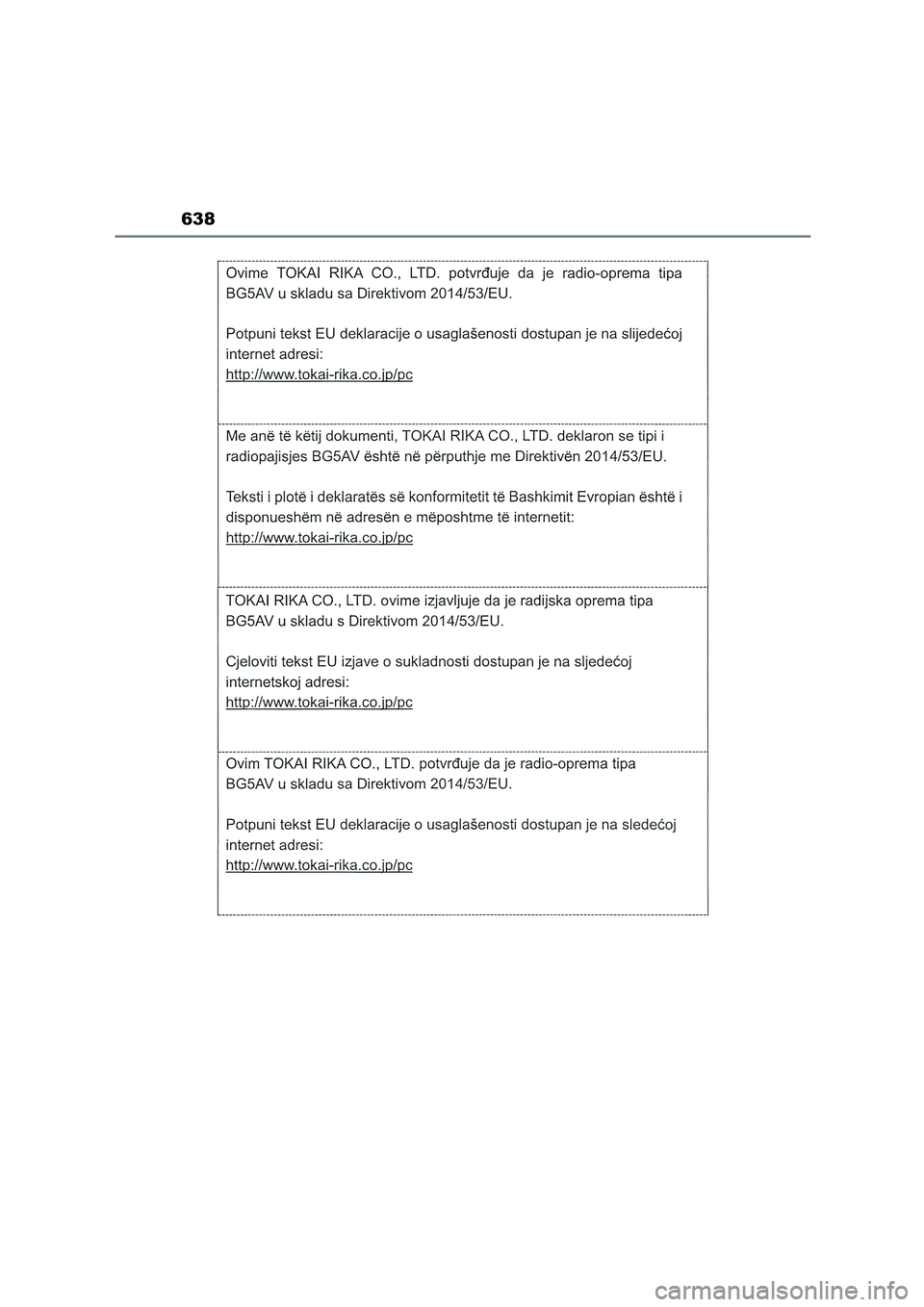 TOYOTA COROLLA HATCHBACK 2023  Manuale duso (in Italian) 638 